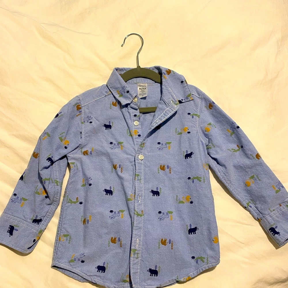 Carters Bear patterned button down size 4